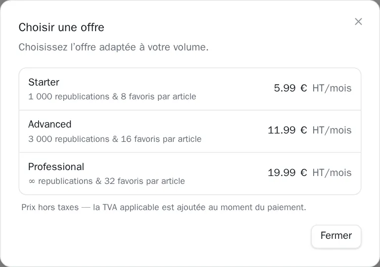 Dialogue des offres d'abonnement