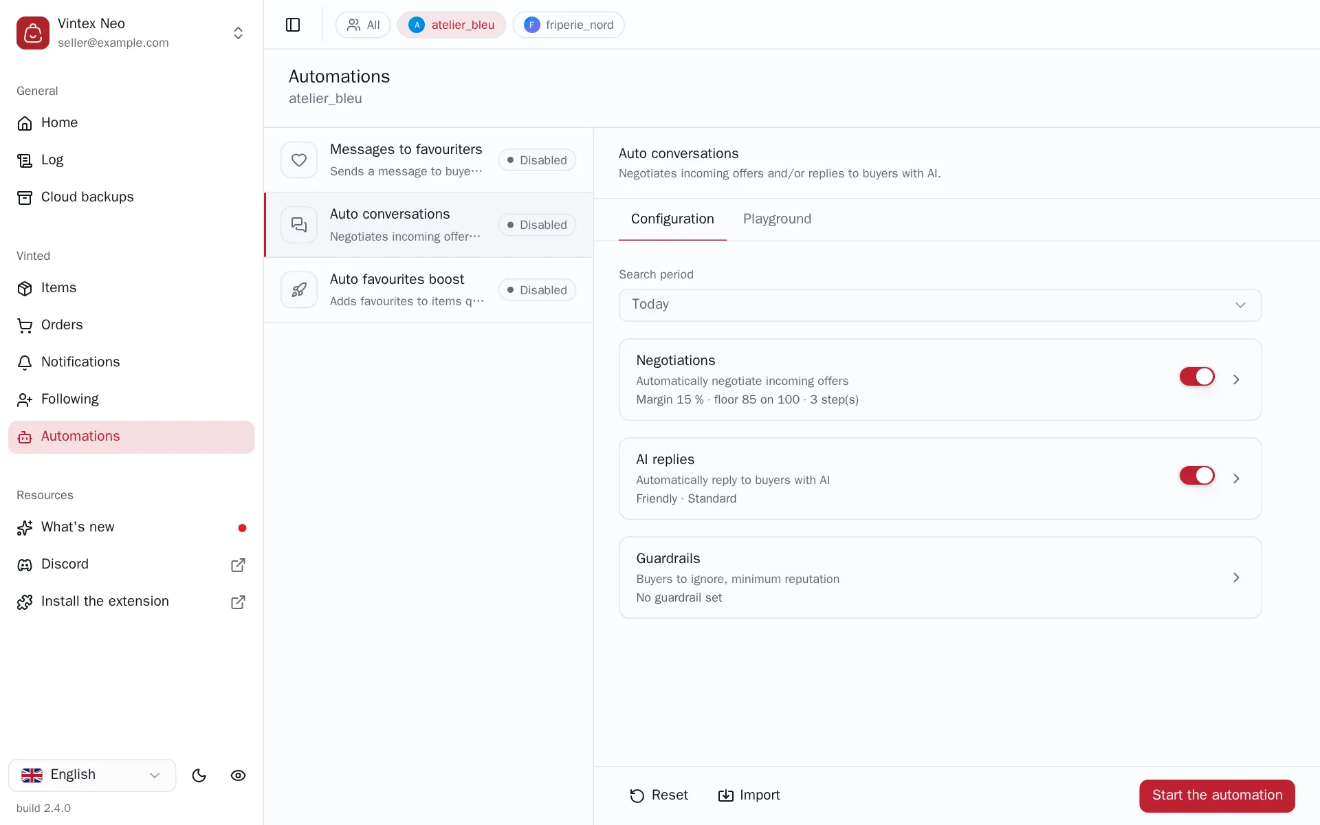 Auto conversations configuration