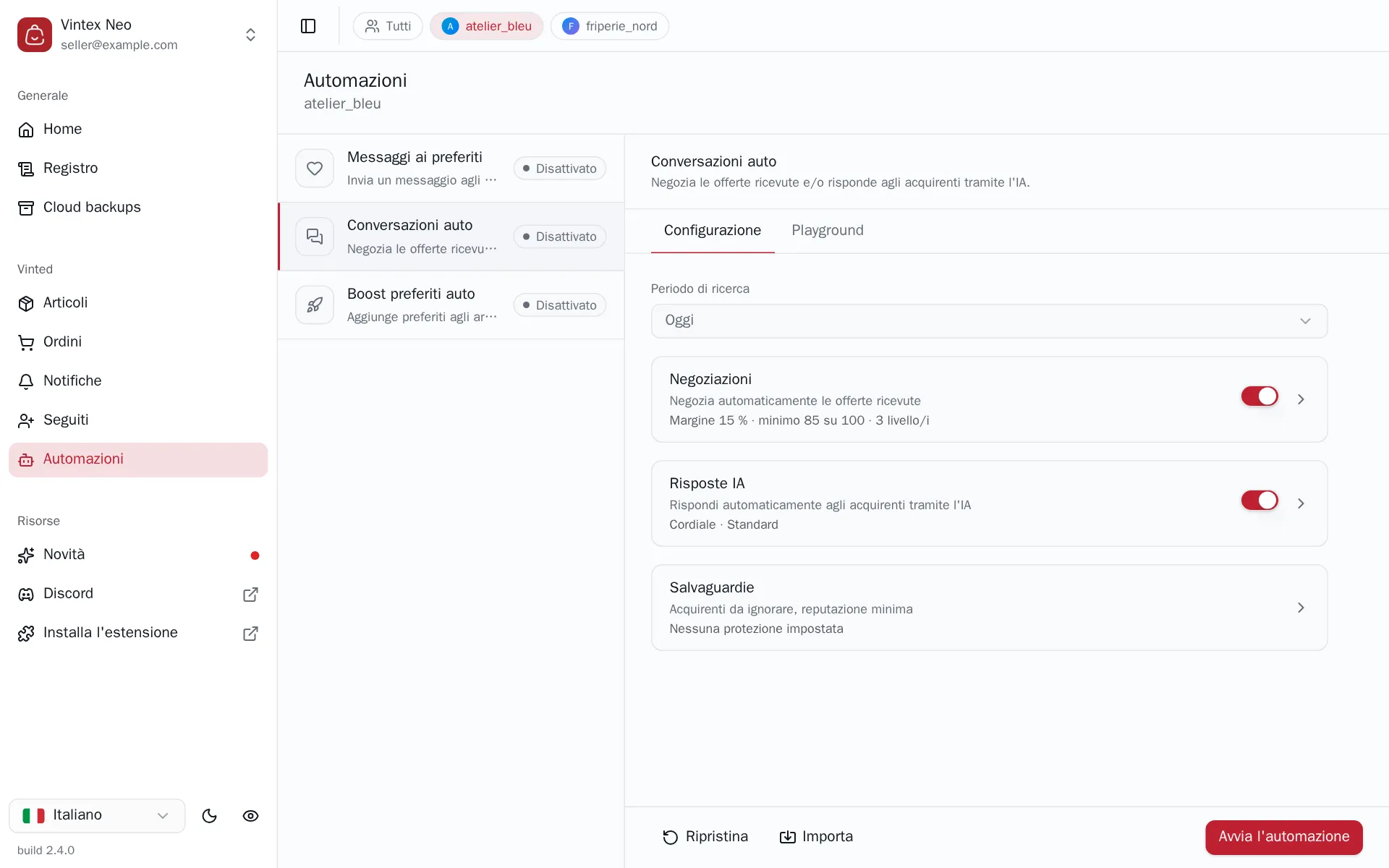 Configurazione di Conversazioni auto