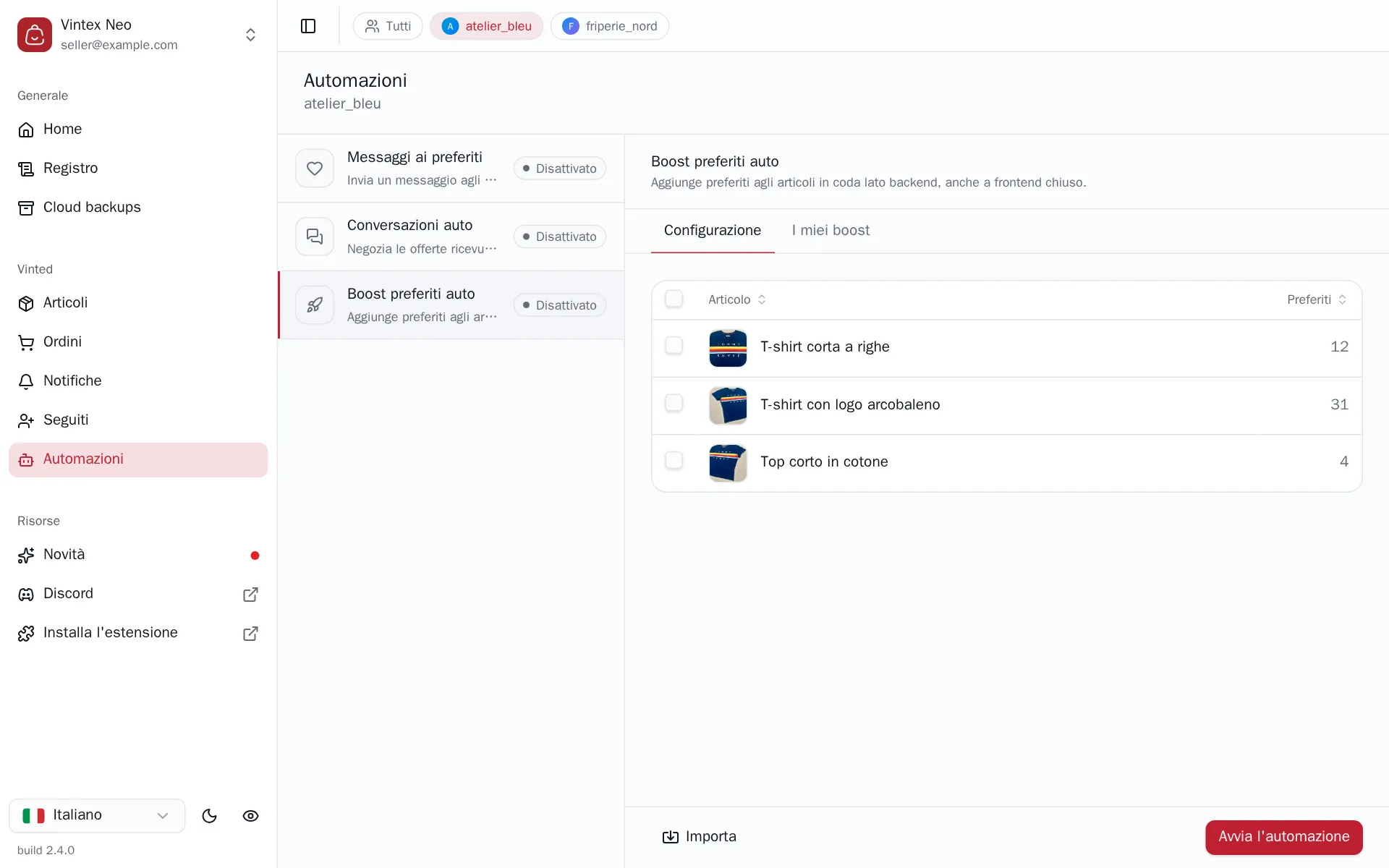 Configurazione di Boost preferiti