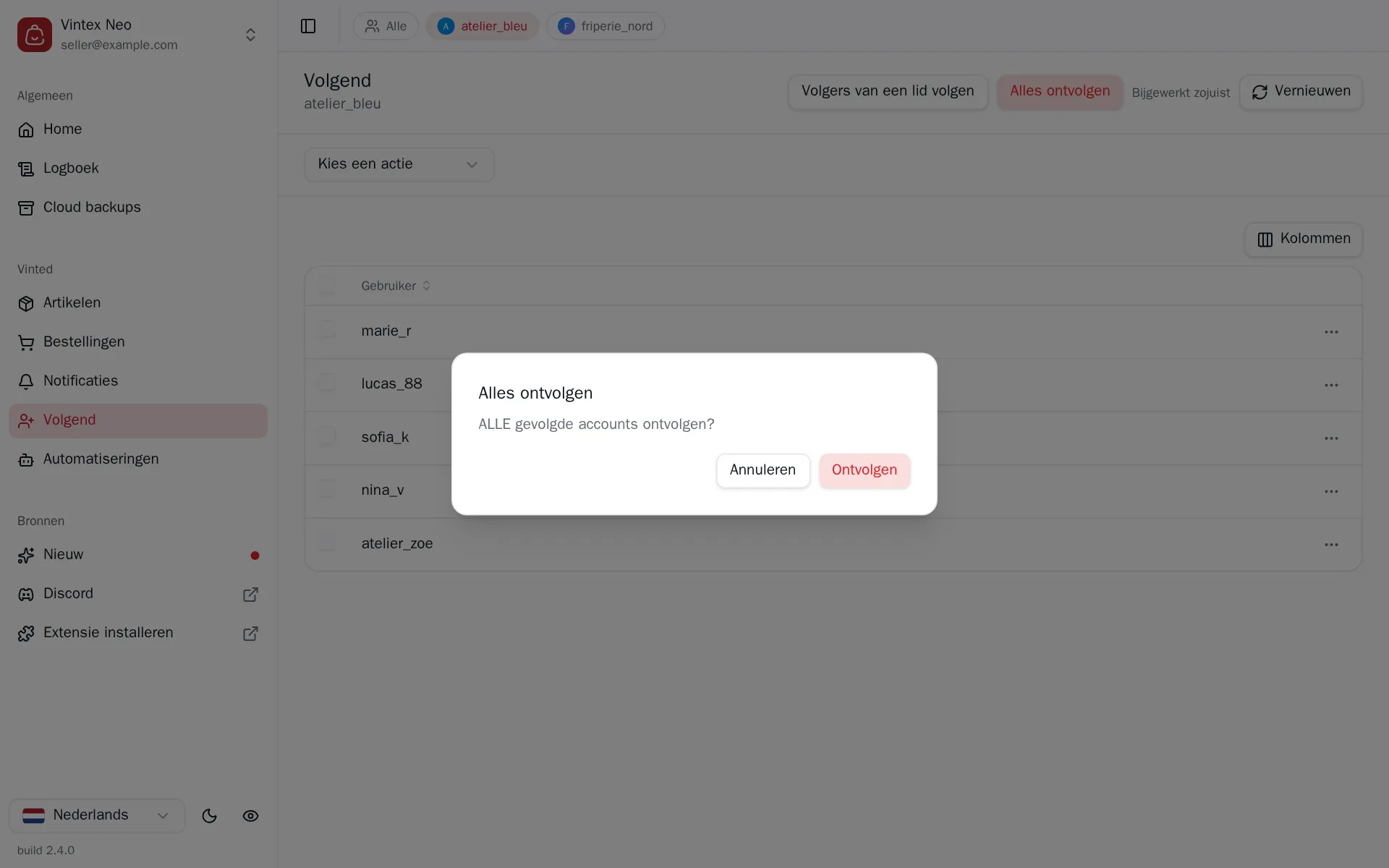 Bevestiging van bulkontvolging